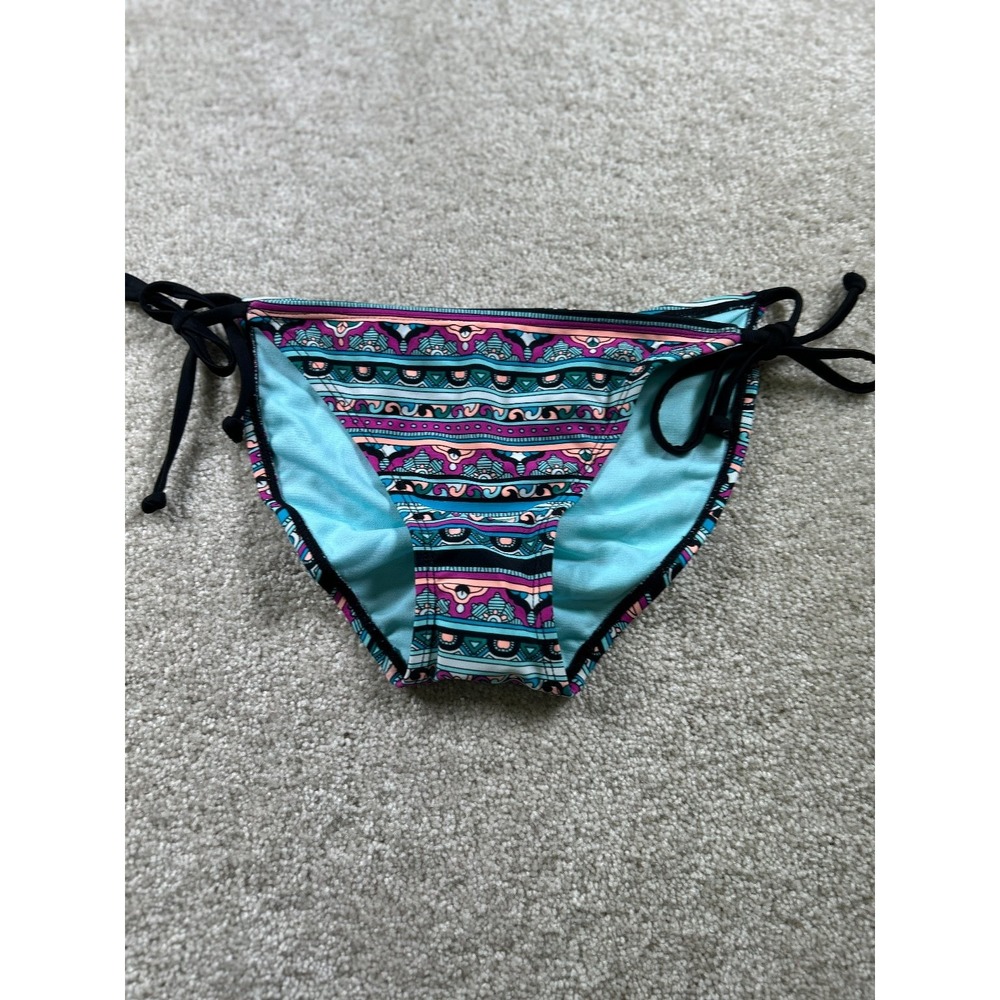 Xhilaration Women's Swim Bottoms Small Blue Pink Tribal‎ Print